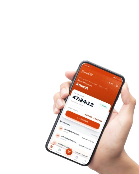 Jamah4U workspace on a phone — clocking in for a shift