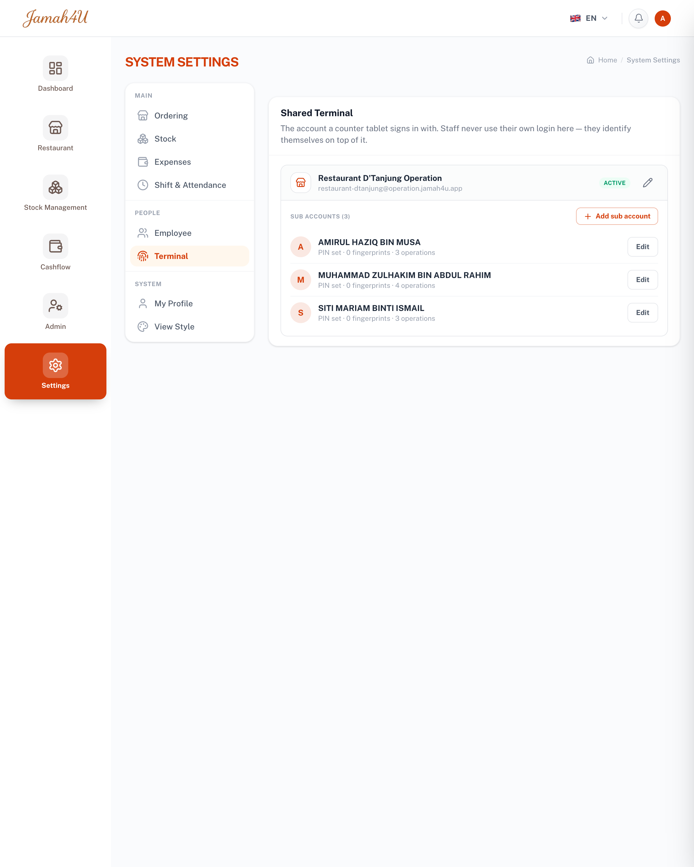Fingerprint sign-in in Jamah4U